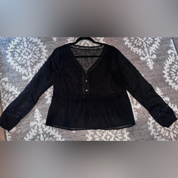 ⭐️Hollister⭐️Black Long-sleeve see through Baby Doll Shirt, size Medium ⭐️ - Picture 8 of 12